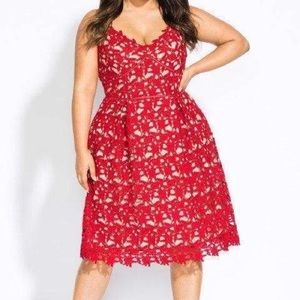 NWT City Chic S/16 Red Crochet Dress